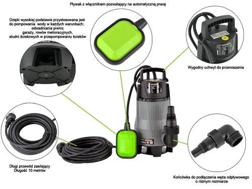 POMPA ZATAPIALNA DO BRUDNEJ WODY NAC SPE 100D-L MOC 1000 W 16 000 LITR/h na Arena.pl