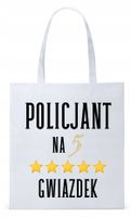 Dla Policjanta Policjantki Torba Eco Biała Shopper Z Nadrukiem Ze Zdjęciem