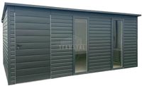 Schowek - Domek 5x2m - drzwi - 2x okno - antracyt - spad w tył TS1142