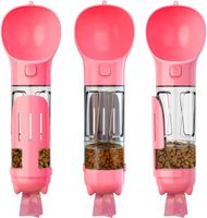 HQS Wielofunkcyjna Przenośna Butelka dla Zwierząt, 300ml, Różowa