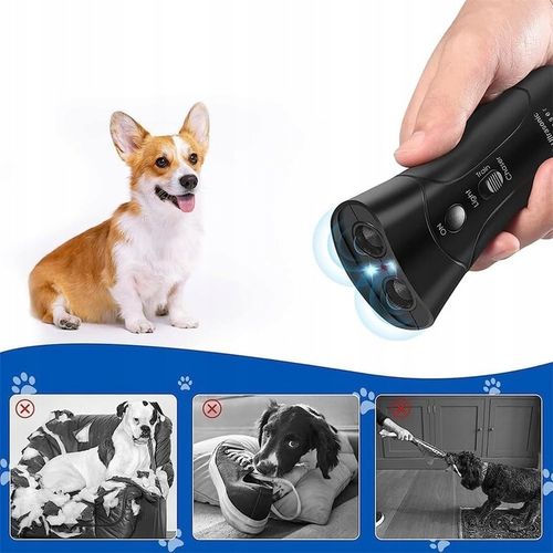 Ultradźwiękowy Odstraszacz Psów Treser Elektryczny z Latarką LED na Arena.pl