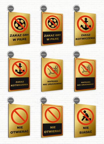 Tabliczka znak informacyjny 30x20 Złota RYZYKO POTKNIĘCIA Aluminiowa na Arena.pl