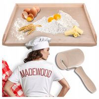 Stolnica Drewniana Duża XXL 70x50 cm Jednostronna WYSOKI RANT Wałek Gratis