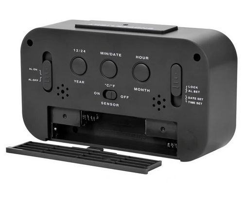 Zegar cyfrowy elektroniczny budzik zegarek z wyświetlaczem LED alarm czarny na Arena.pl