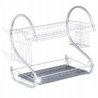 SUSZARKA DO NACZYŃ STOJĄCA METALOWA SZARA VOLIS 45,5X24,5X37,5 CM 2 POZIOMY