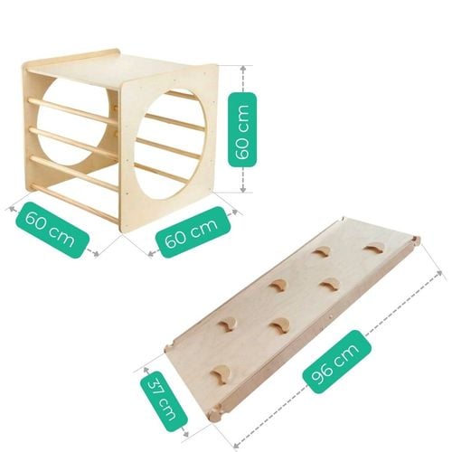 Kostka wspinaczkowa biała dla dzieci Box Plus + zjeżdżalnia drewniana na Arena.pl