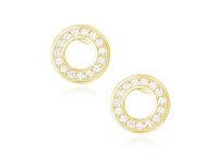 ZŁOCONE KOLCZYKI CELEBRYTKI KÓŁKA BIAŁE CYRKONIE