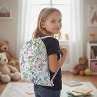 Plecak Worek Bawełniany dla dzieci 35x45 - Kolorowe Ptaki i Kwiaty