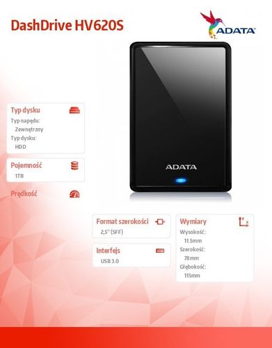 DashDrive HV620S 1TB 2.5'' USB3.0 Slim Czarny na Arena.pl