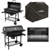 Grill węglowy z pokrywą 3 półki RUSZT 71 x 35 cm + pokrowiec na grilla