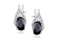 RODOWANE SREBRNE PODŁUŻNE KOLCZYKI CZARNE CYRKONIE