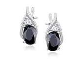 RODOWANE SREBRNE PODŁUŻNE KOLCZYKI CZARNE CYRKONIE