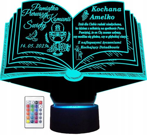 Lampka Pamiątka Pierwszej I Komunii Świętej Podziekowanie Imię Grawer na Arena.pl
