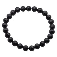 Bransoletka - Turmalin czarny fasetowane kulki 8mm 19 cm
