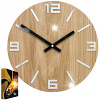Zegar Ścienny Akrylowy Dębowy Drewniany Arabic Wood White Okrągły