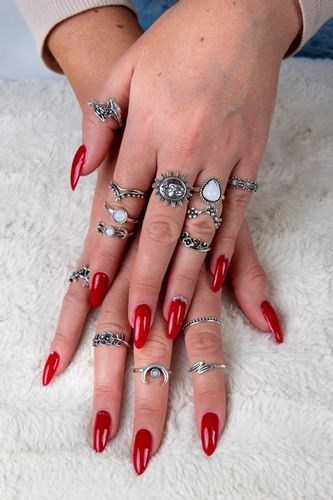 Srebrny ZESTAW PIERŚCIONKÓW RETRO PUNK BOHO 75 na Arena.pl