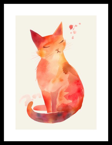 Plakat 21x29,7cm Akwarelowy Kot zdjęcie 3