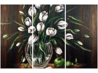 60 90CM OBRAZ 3 ELEM TULIPANY DRUK PŁÓTNO RAMA