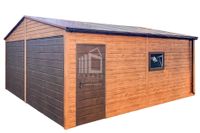 Garaż Blaszany 6x6m 2x Brama Uchylna 2 Okna Drzwi Drewnopodobny Rynny ID623