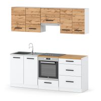 Kuchnia Modułowa 2.0m Nowoczesna Z Blatem Pojemna Biała Dąb Wotan Biała Mat