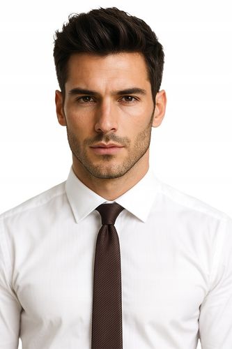 KRAWAT brązowy MĘSKI prążki śledzik cienki SLIM śledź ELEGANCKI 6 cm na Arena.pl