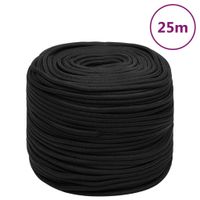 Linka żeglarska, czarna jednolita, 10 mm, 25 m, polipropylen