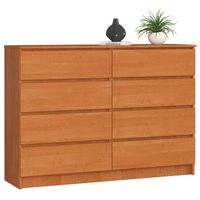 Komoda do sypialni, STILO, 8 szuflad, 140x40x99 cm, olcha, mat | TYLETEGOTU