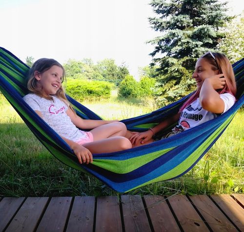 Duży Hamak Ogrodowy Dwuosobowy Pokrowiec Huśtawka Bujak Wiszący XXL + Liny na Arena.pl