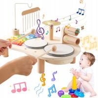 DREWNIANE INSTRUMENTY ZESTAW ZABAWEK PERKUSYJNYCH DO WCZESNEJ EDUKACJI