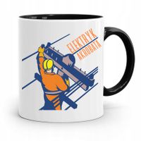 Kubek Czarny Prezent Elektryka Elektryk Akrobata Z Nadrukiem Ze Zdjęciem