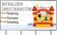 BANER REKLAMOWY 100x50cm projekt w cenie różne wzory WYNAJEM DMUCHANCÓW