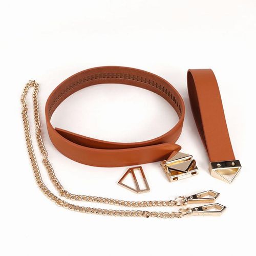 obróżka ze smyczą collar with leash set brown lockink na Arena.pl