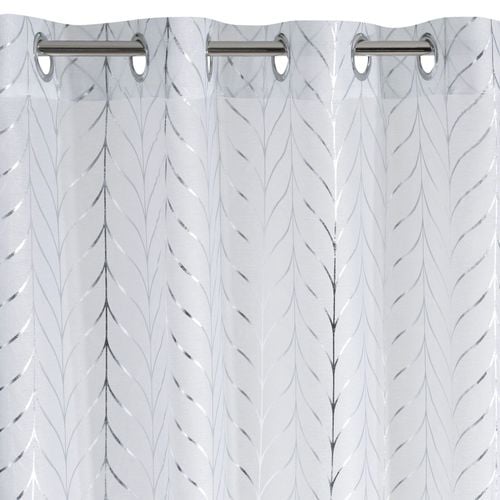 Firana na przelotkach z srebrnym nadrukiem BIRAY 140X250 biała + srebrna na Arena.pl