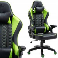 FOTEL GRACZA GAMINGOWY OBROTOWY KRZESŁO BIUROWE DO BIURKA ZIELONY
