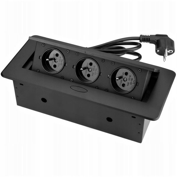 POTRÓJNE GNIAZDO WPUSZCZANE W BLAT NABLATOWE BLACK zdjęcie 2