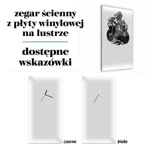 Zegar Ścienny z płyty winylowej na lustrze MOTORYZACJA 35 wzorów 29x59 cm na Arena.pl