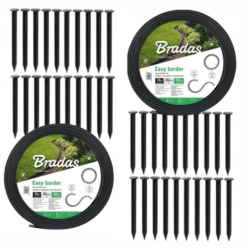 Obrzeże Trawnikowe Ogrodowe 20 metrów + 40 Kotw Easy Border Grafitowe 40mm na Arena.pl