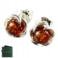 KOLCZYKI Srebrne z BURSZTYNEM Bałtyckim DELIKATNE Sztyft Srebro 925 prezent