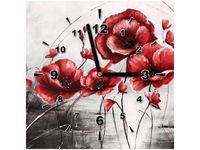 30X30CM ZEGAR CZERWONE MAKI OBRAZ DREWNO