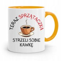 Dla Sprzątaczki Kubek Żółty Na Prezent Urodziny Z Nadrukiem Ze Zdjęciem