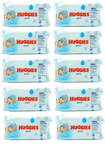 HUGGIES PURE Water chusteczki JUMBO PACK 10 x 72 zdjęcie 1