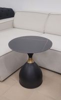 STOLIK CZARNY CERAMICZNY BLAT, CZARNA NOGA 50/57,5