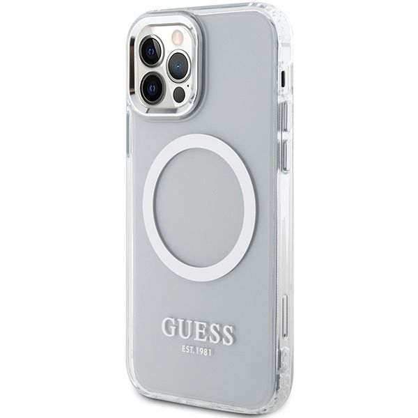 Etui Guess do iPhone 12, iPhone 12 Pro, Srebrny, MagSafe zdjęcie 2