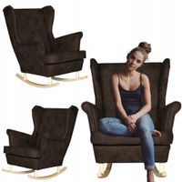 Fotel uszak eko skóra skandynawski bujany Ari CIEMNOBRĄZOWY