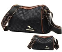 Elegancka czarna skórzana torebka damska na ramię listonoszka