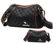 Elegancka czarna skórzana torebka damska na ramię listonoszka