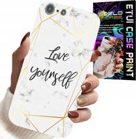 ETUI DO IPHONE 5 / 5S / 5C - BIAŁY MARMUREK W ZŁOTE RAMKI LOVE YOU