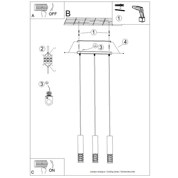 Lampa wisząca LAMI 3L biały zdjęcie 9