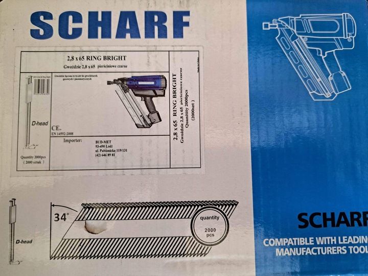 Gwoździe 2,8x65 łączone papierem Scharf zdjęcie 1
