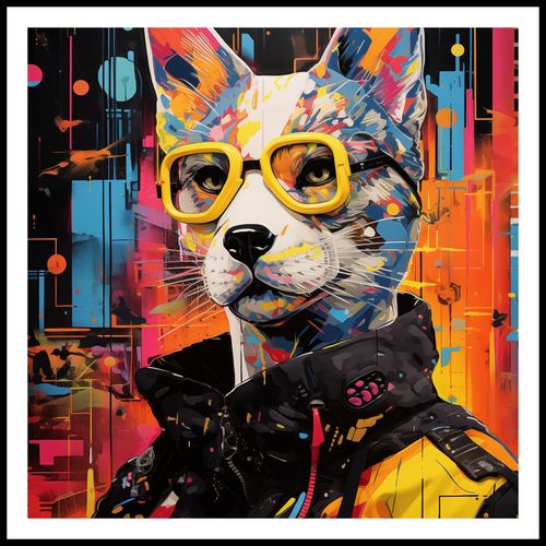 Plakat 70x70cm Kot w Miejskim Stylu na Arena.pl